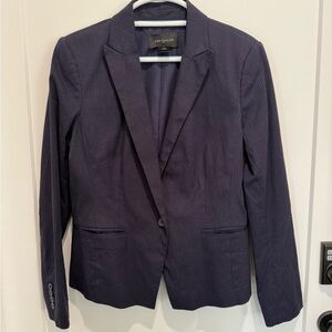 Ann Taylor Factory navy and white pinstripe blazer cotton size 12